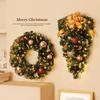 Handmade PVC Christmas Wreath Hanging Ornament Indoor Small Pine Needle Cones with Upside Rattan Bow Pendant Indoor Decorations