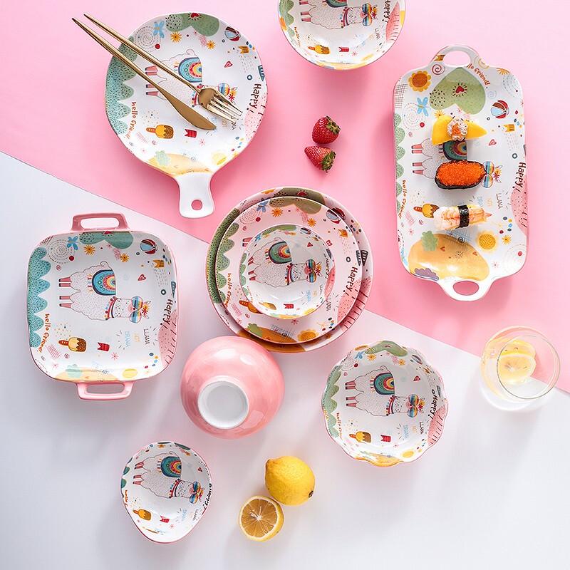 Creative Cartoon Alpaca Ceramic Spoon Set