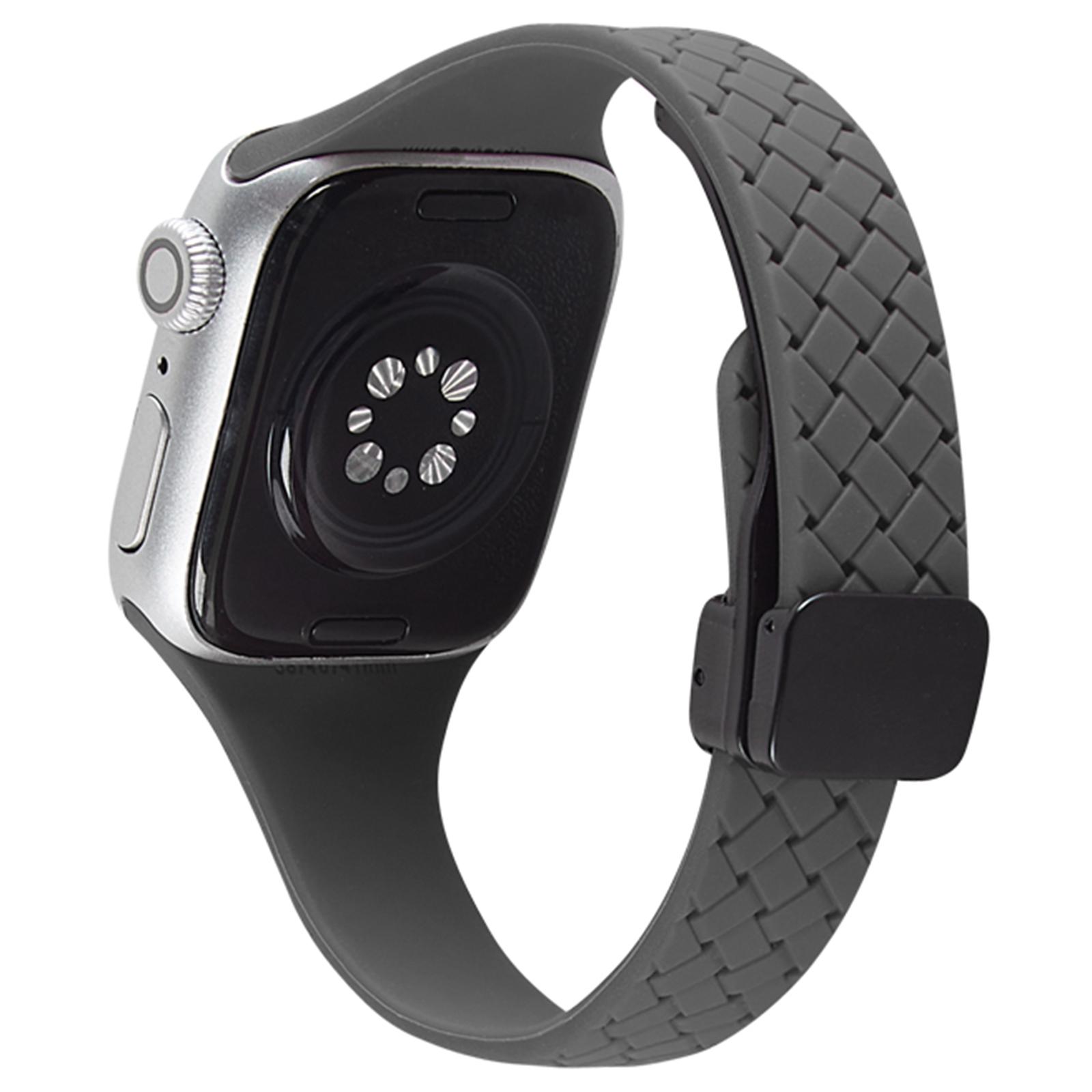 

Watch Band for Apple Watch Series 10 42mm/9 8 7 41mm/SE (2023) SE (2022) SE 6 5 4 40mm/3 2 1 38mm Silicone Watch Band Magnetic Buckle Dark Grey