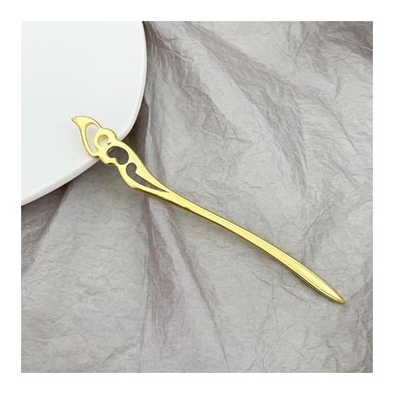 Kanzashi Hair Stick for Japanese Traditional Wear, Kimono, Yukata - Simple Alloy Hair Accessory (Gold) - Perfect for Gifts