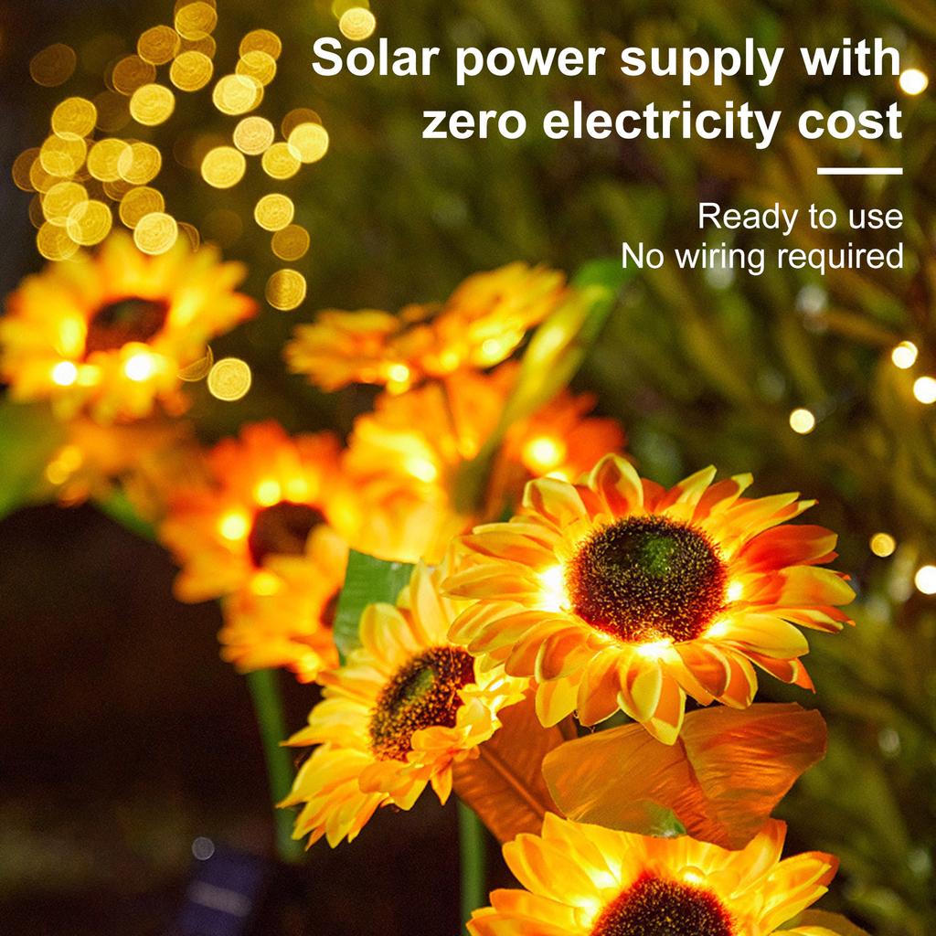Solar Powered Sunflower Garden Lights Bright Sunflower LED Outdoor Decorative Post Lights Suitable For Yard, Terrace, IP65 , Great Gardening Gift