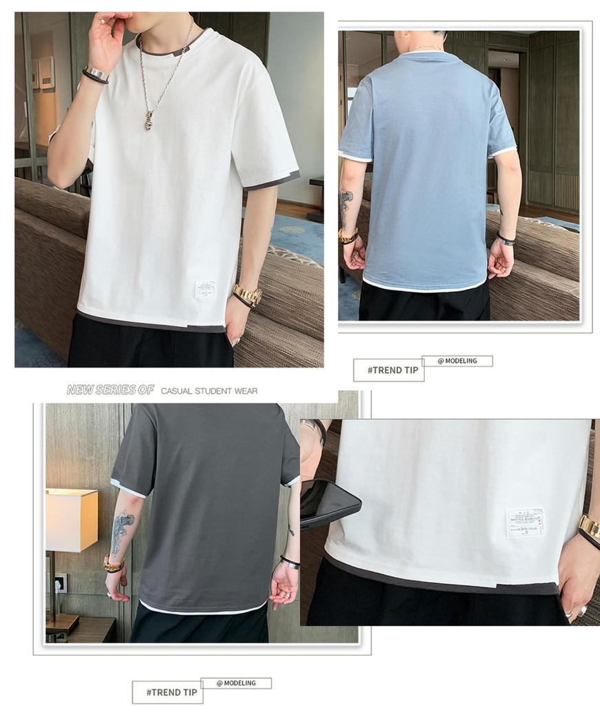 100 Cotton Cut and Sewn Innerwear Cotton Short Sleeve Short Sleeve Layered Style Top Summer Clothes Summer Short Sleeve Underwear [C&CL] T-Shirt Men's