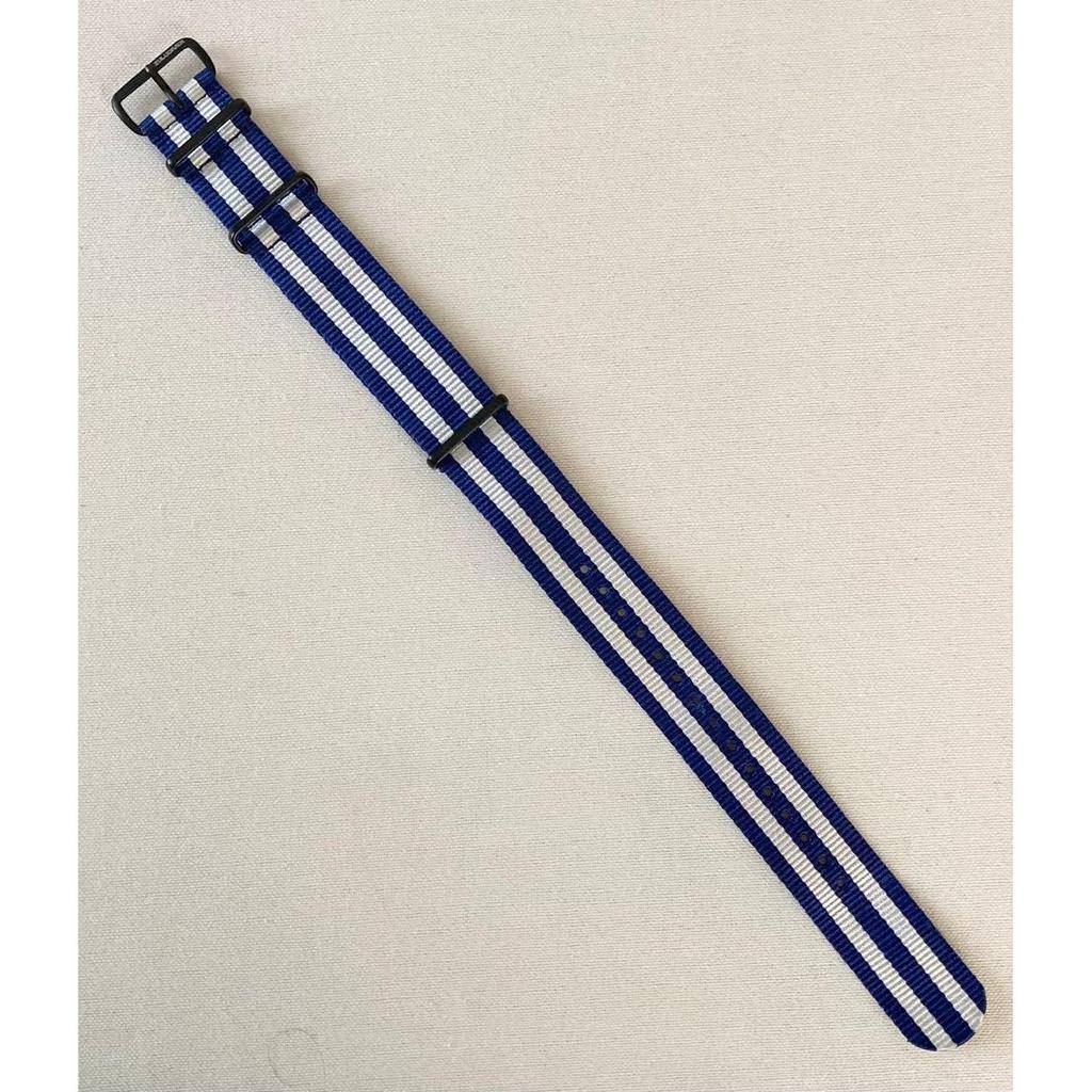 Used ZULUDIVER 22mm NATO Type Watch Strap Navy/Silver Stripe Replacement Band Made in UK