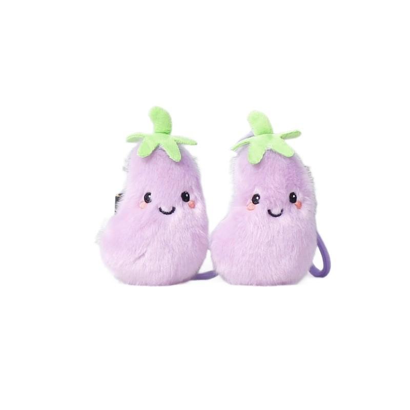 Plush Eggplant Keychain With Soft Pp Cotton Filling For Kids And Teens