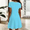 Women Plus Size V Neck Short Sleeve Dress Tropical Blossom Printed Relaxed Dress For Seaside Trip And Daily Life