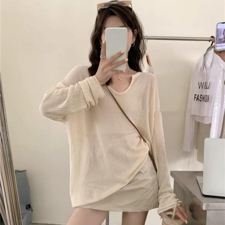 Women's Knitted Sweaters See Through Casual Oversized Long Sleeve Tops Summer Lady Sexy Hollow Out Mesh Pullover Beach T-shirts