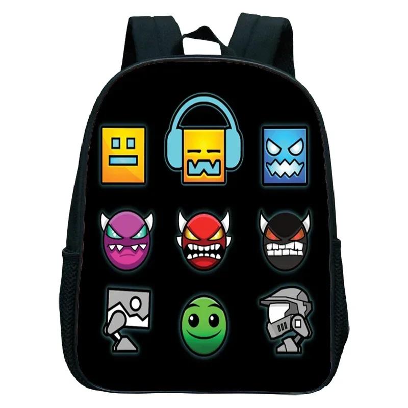 Zaino Kindergarten Geometry Dash Arrabbiato per Bambini e Bambine Zaino Anime Piccola Borsa da Libri Bambini Borse Scolastiche Cartoon Zaino per Bambini