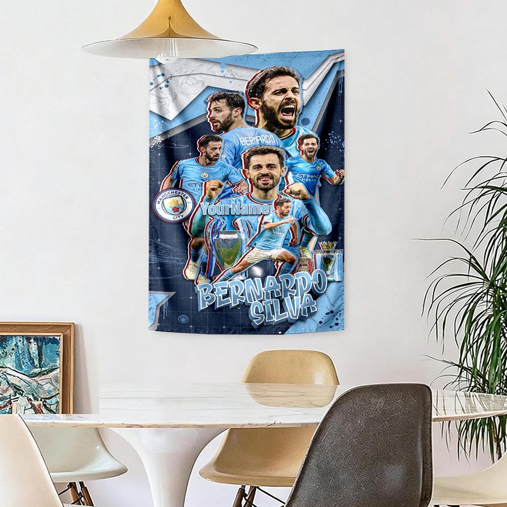 Manchester City Custom Your Name Wall Decor Tapestry Art For Pet Memorial Birthdaywedding Party Backdrop Family Gift
