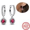 Hot Selling 100% 925 Sterling Copper Sparkling Infinity Red Heart Zircon Original Pantaro Stud Earrings Women Zircon Wholesale