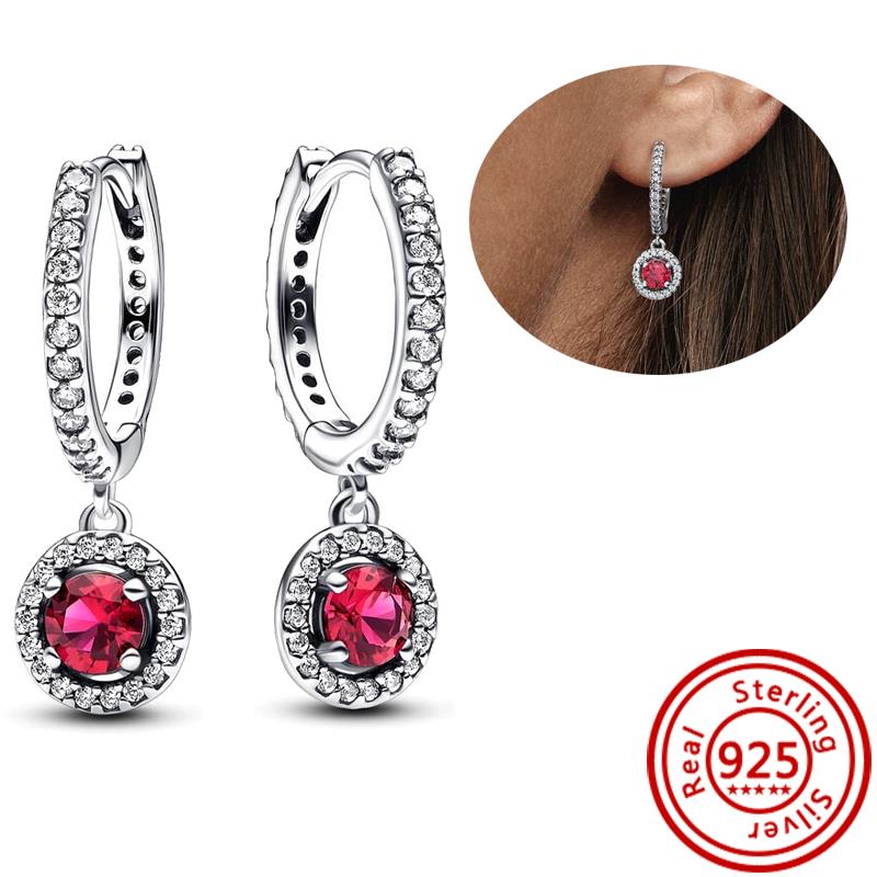 Hot Selling 100% 925 Sterling Copper Sparkling Infinity Red Heart Zircon Original Pantaro Stud Earrings Women Zircon Wholesale