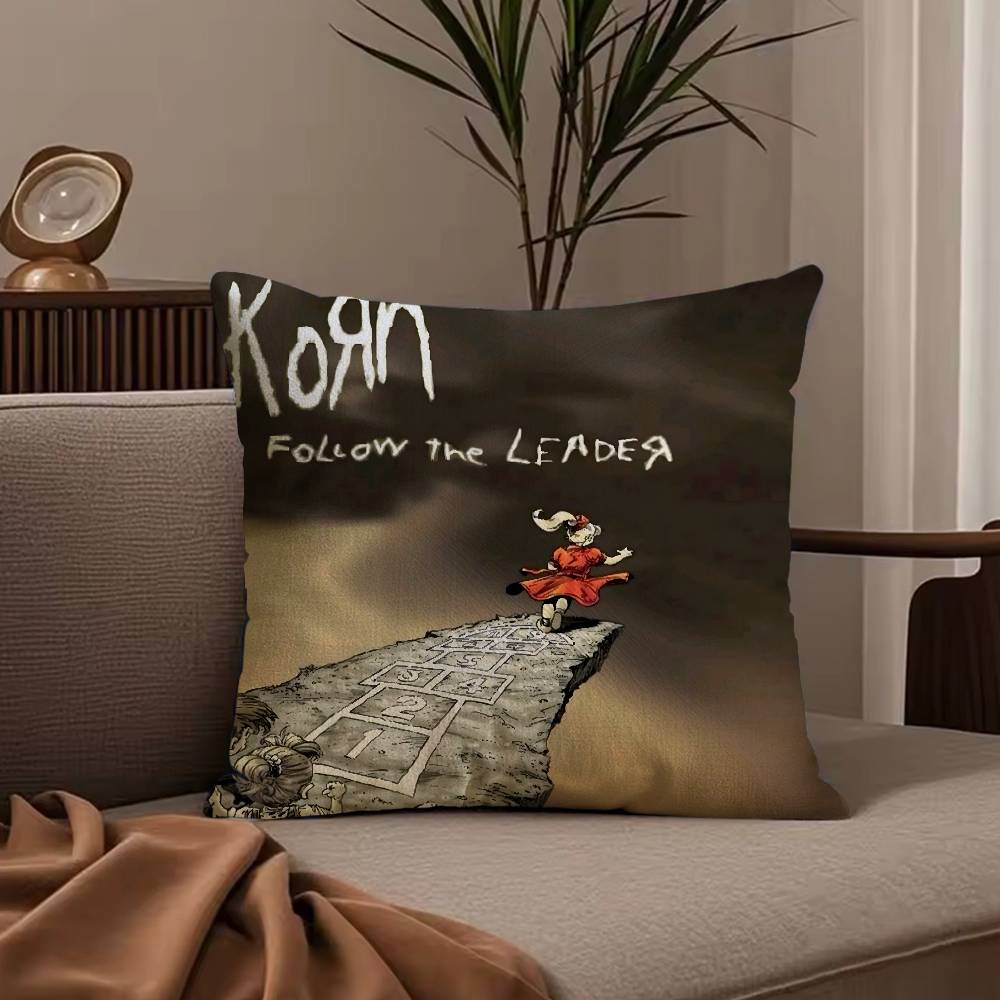 Rock Band K-Korn Pillow Case Anti-dustmite Pillowcase Invisible zipper silky short plush Sofa cushion cover