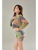 2025 Women's High-End Long Sleeve Swimsuit - Polyester Spandex, Flat Leg, Drawstring Beachwear for Vacations