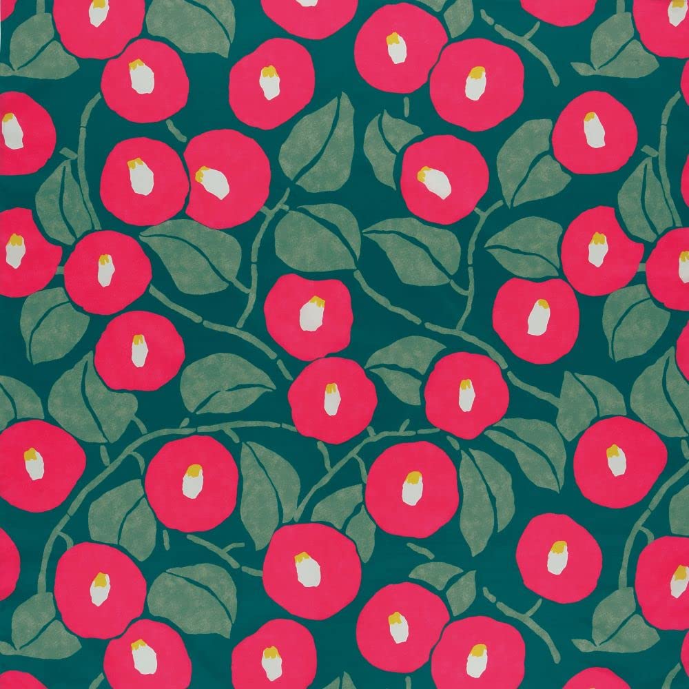 Musubi Furoshiki 100cm, Yumeji Takehisa Aqua Drop, Camellia, Moss Green, 100cm, Polyester, Water-Repellent