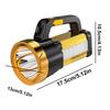 Anti-splash Water Camping Searchlight Dimmable with Side Lights Handheld Spotlight USB Rechargeable 2400mAh Battery