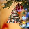 Christmas Tree Pendant Acrylic Tree Shape Book Cucumber Ornament Xmas Tree Hanging Decoration for Indoor Outdoor Winter Decor