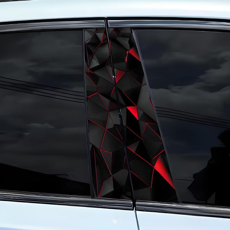 Car Decoration Car B Pillar PET Material 19.68in X 9.84in 50cm X 25cm Compatible With Various Models Easy Installation