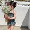 Floral Ruffle Strappy Triangle One-Piece Swimsuit for Girls