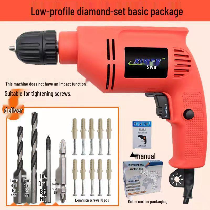 Electric Hand Drill Set with Drill Bits for Woodworking & Household Tasks