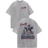 Bobeutou Western Shirts for Men Vintage Rodeo Cowboy Shirt Oversized Graphic Tees Country Concert Acid Wash T-Shirts Tops