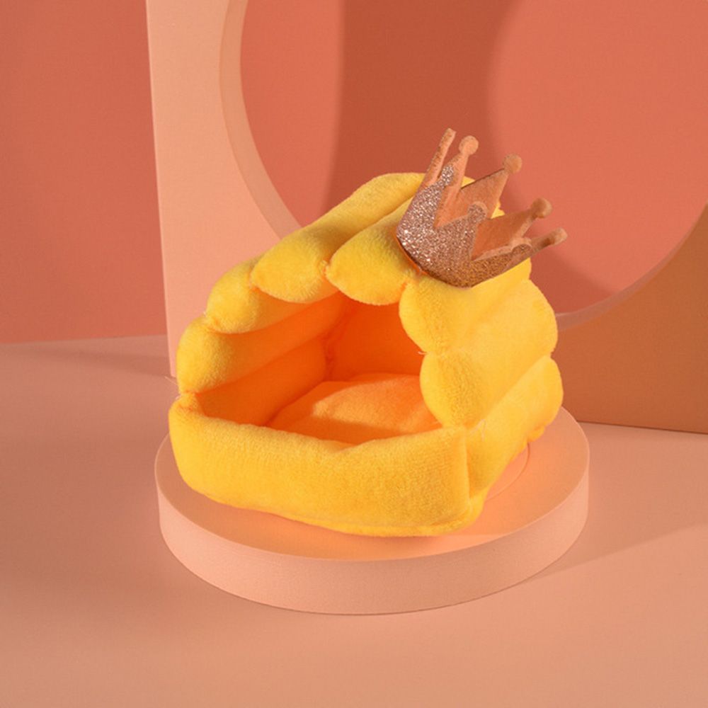 

Мультяшный Удобный Зимний Дом для Хомяка Теплый Коврик Кровать для Сна Маленького Животного Гнездо для Морской Свинки S-Crown yellow