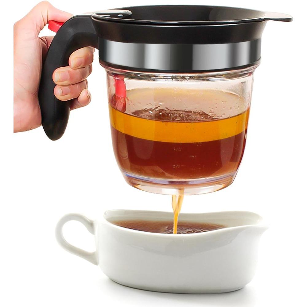 

1 шт. Сепаратор жиру Дно для бездомішкового проціджування Вбудований масляний фільтр для ефективного відділення жиру Незамінний кухонний інвентар