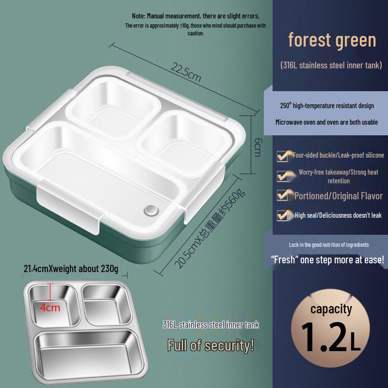 Leak-Proof 316L Stainless Steel Lunch Box: Large-Capacity Portable Bento for Students and Outdoor Use