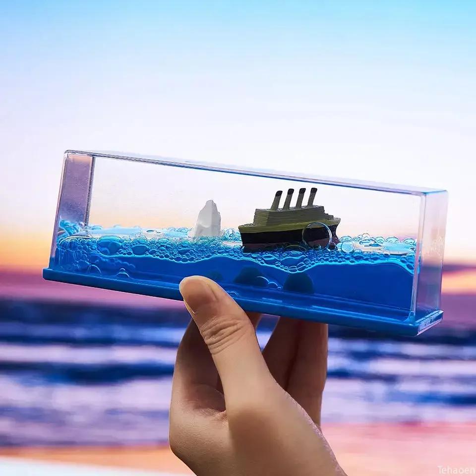 Cruise Fluid Drift Bottle Black Pearl Pirate Ship Will Never Capsize Drift Bottle Decompression Living Room Office Decorations