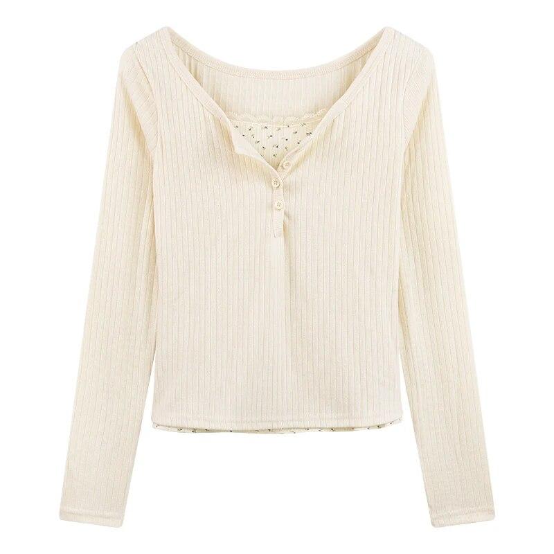 

Корейские модные поддельные футболки из двух предметов, женские эстетические элегантные дизайны, лоскутные укороченные топы, женские повседневные милые тонкие футболки в стиле Харадзюку, 2024 S абрикосовый