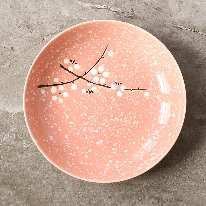 Japanese Plum Blossom Ceramic Dinner Plate 2 Pack