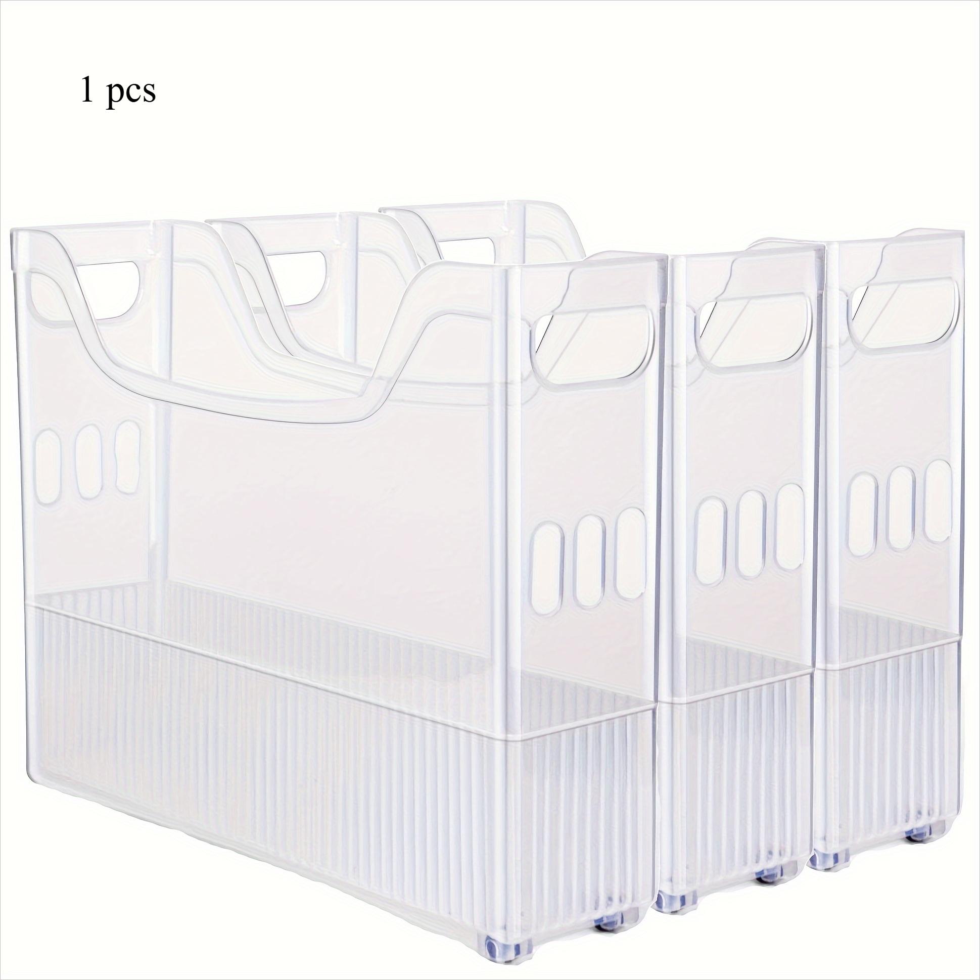 

1 Pcs Clear Plastic Organizer with Wheels Multi-Purpose Plastic Basket for Stickers, Files, Snacks, etc. - Gray/Transparent