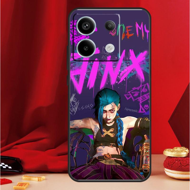 Anime Arcane Jinx Phone Case For Xiaomi Redmi Note 13 Pro 12 10 9 8 11 Pro 12S 11S 10S 9S 10A 9C 10C 12C 13C