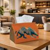 1pc Retro Pop Art Leopard Tissue Box Cover with Wild Cat- Orange Teal Foldable Lid Suitable for Kitchen, Dining Table And Car Organizer, Spill-Resista