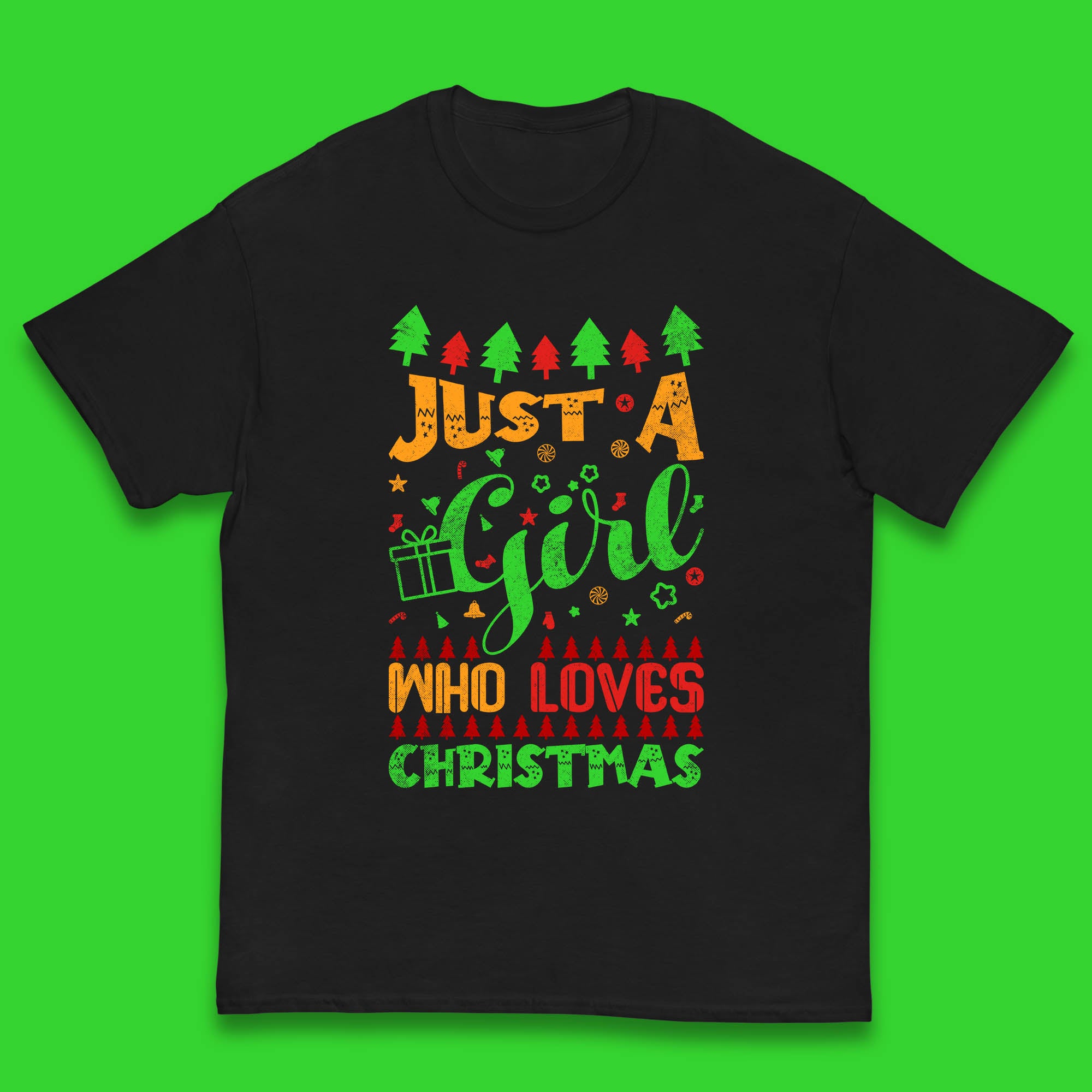 Christmas Kids T Shirt Just A Girl Who Loves Christmas Winter Top 100