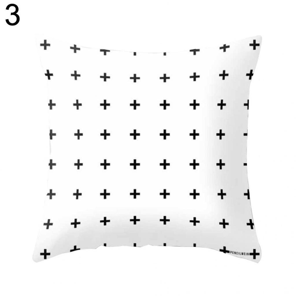 Modern Black and White Geometric Print Cushion Cover Sofa Decor Pillow Case