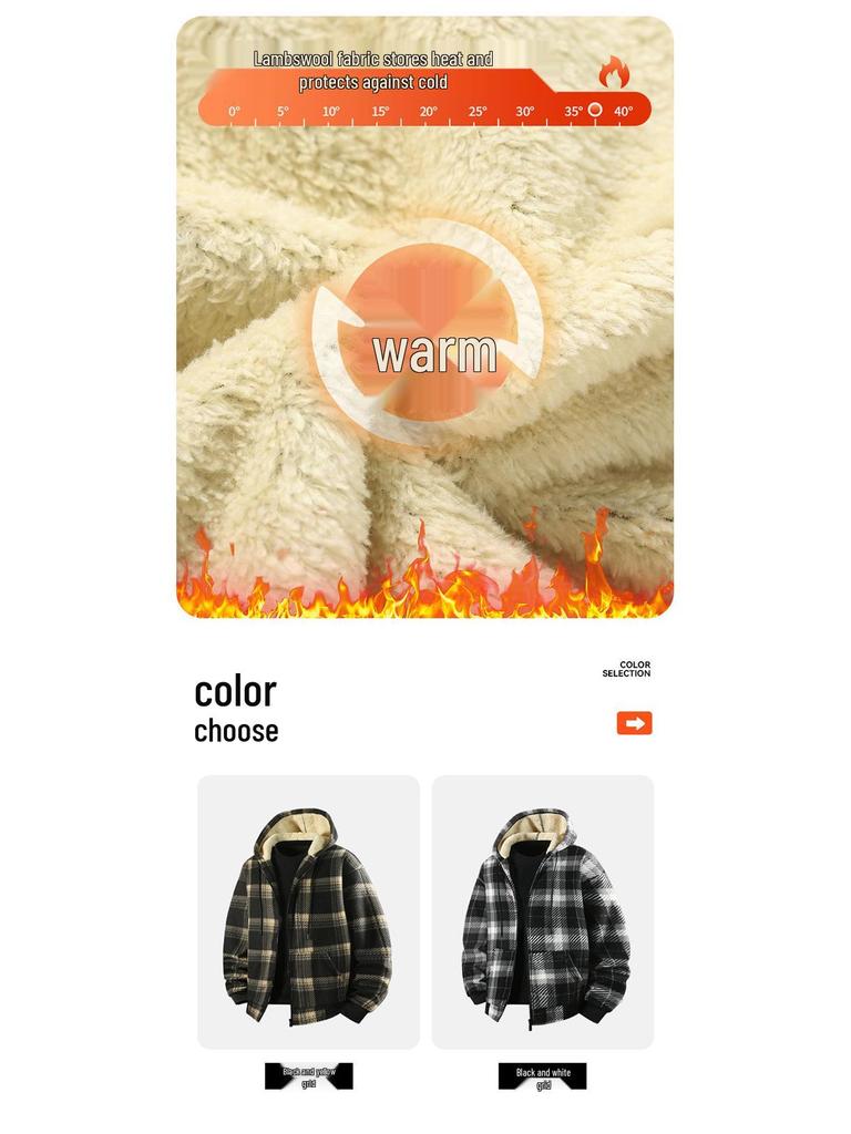 2025 Autumn/Winter Men's Windproof Warm Casual Versatile Plus Velvet Hoodie