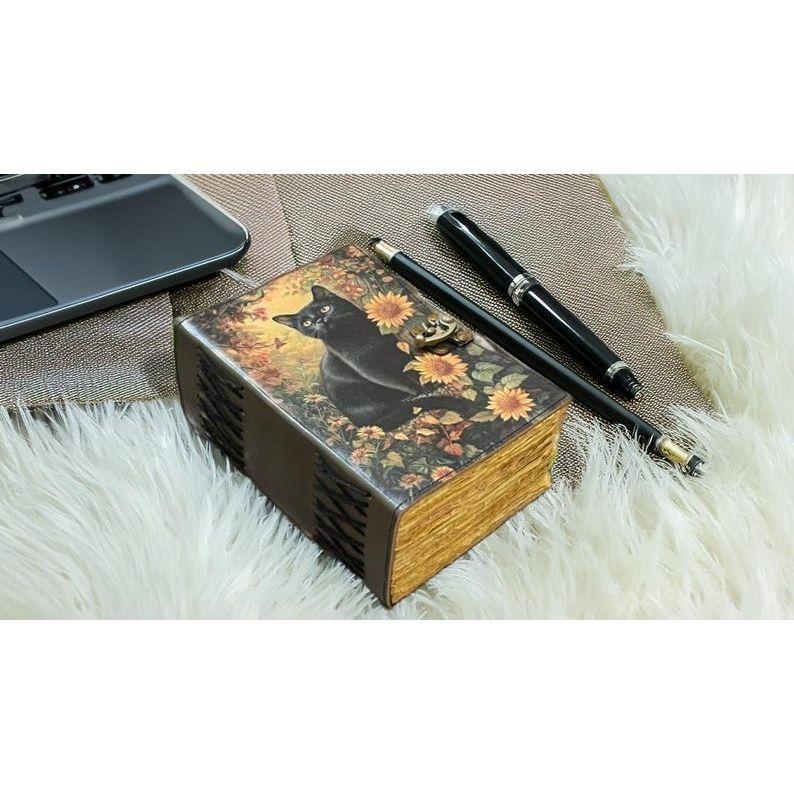 Cat Leather Journal: Blank Book of Shadows, Vintage Style
