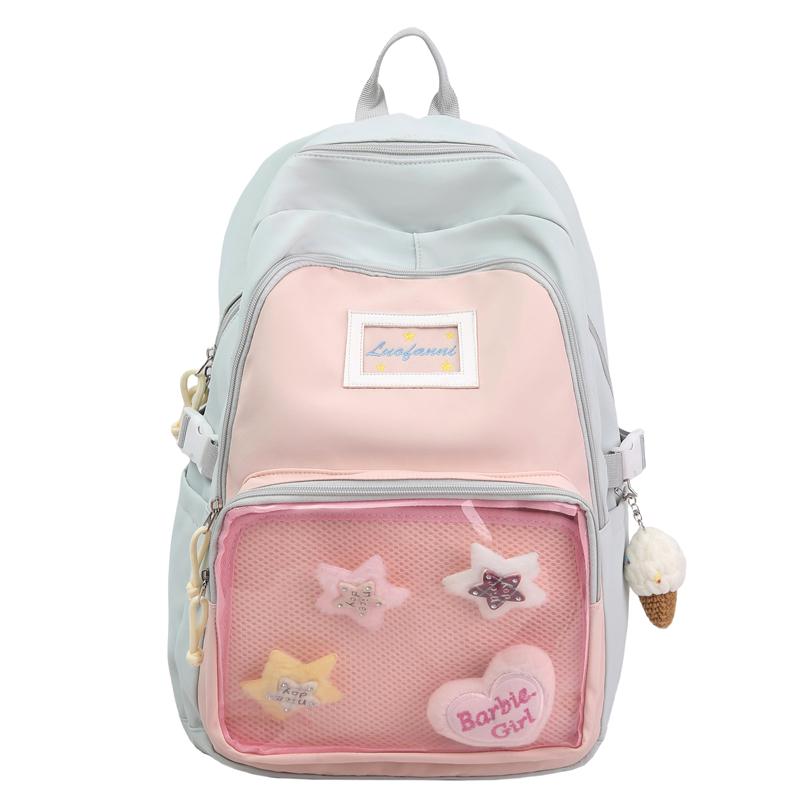 Farbblock Studenten Schultasche Damen Rucksack mit großer Kapazität