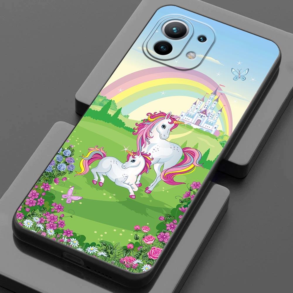 Handyhülle für Xiaomi Mi 11 Lite 5G NE 11i 11X 11T 12 Pro Poco F1 F3 X3 GT X4 NFC Pro Hüllen Cover Cartoon Regenbogen Einhorn Tier