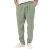 New thin section of men's fashion large size solid colour leisure drawstring cotton linen trousers breathable trousers