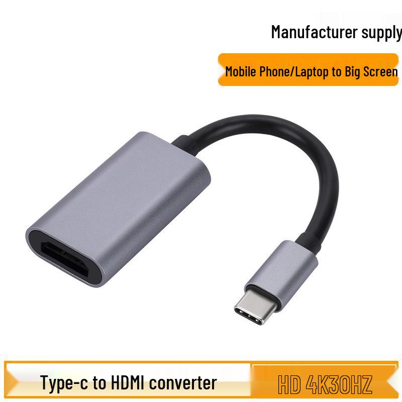 Aluminum Type-C to HDMI 4K Adapter Cable for Mobile Phones and Laptops