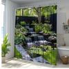 1 Stuk Natuurlijke Waterval Douchegordijn Schilderachtig Vijverlandschap Met Groen Badkamer Decor Polyester Stof Met 12 Haken