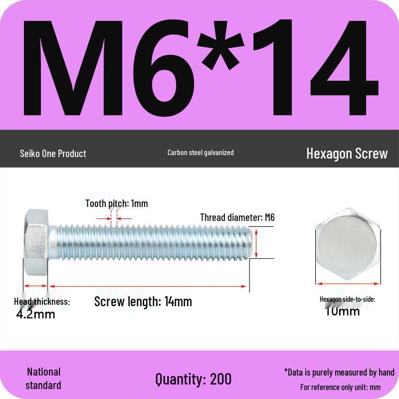 8.8 Grade Galvanized Hex Head Bolt, High-Strength M4-M30
