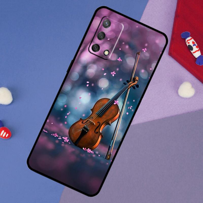 Music Violin Case For Oppo A17 A60 A40 A80 A16 A76 A96 A98 A58 A78 A18 A38 A57 A74 A54 A94 A15 A5 A6 Pro