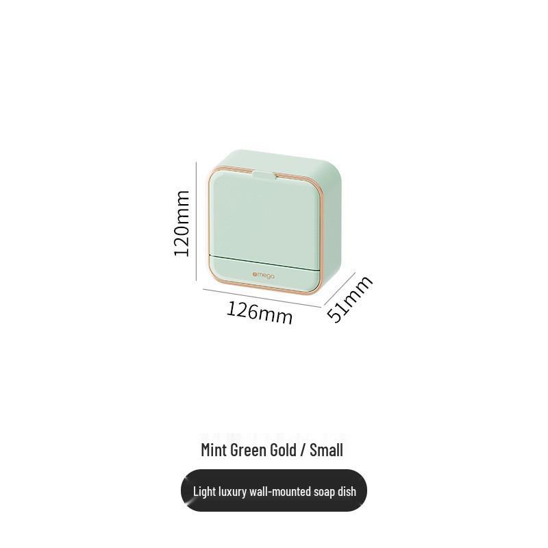 

Wall-Mounted Light Luxury Soap Box with Lid - No-Punch Stick-On Draining Holder for Bathroom