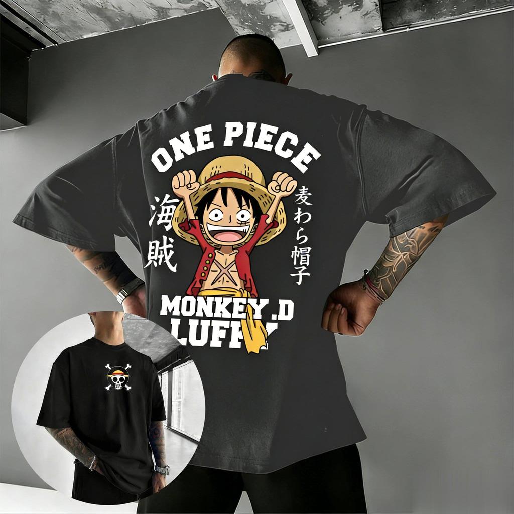 Bandai One Piece Luffy Print Kurzarm Locker Herren und Damen Sommer Pendeln Atmungsaktiv Sport Baumwolle T-Shirt 2026