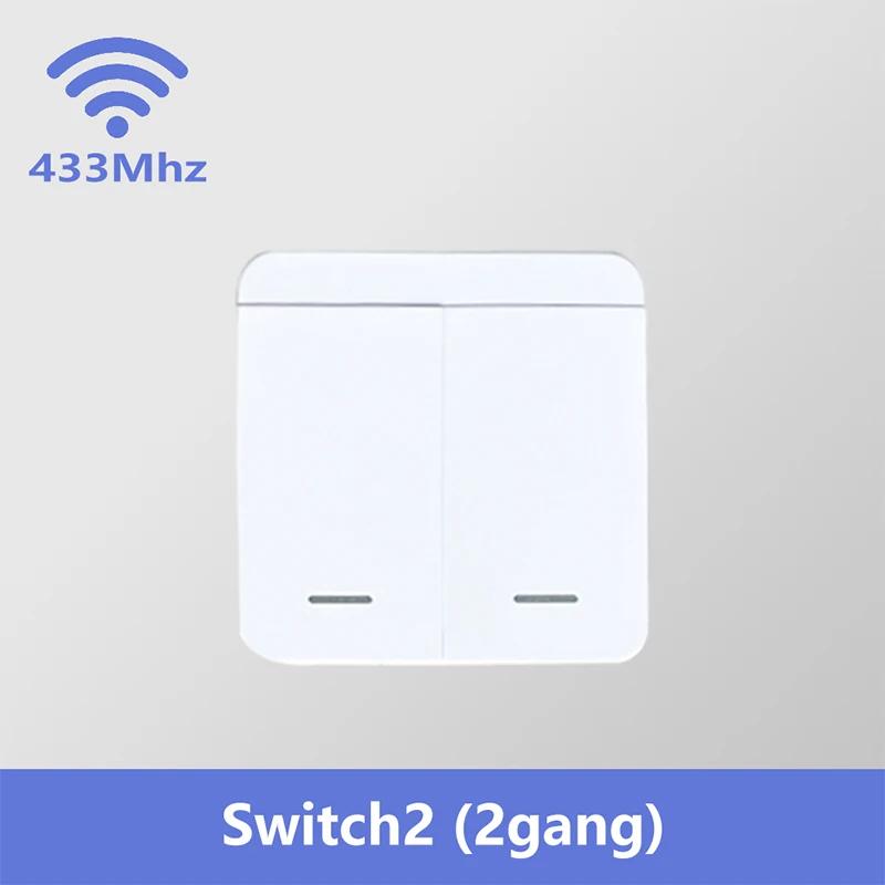 RF 433MHz Smart Switch 16A Lamp Relay Receiver 2-Way Remote Control 1/2/3 Gang Wall Switch Round Panel Mini Transmitter DIY Home