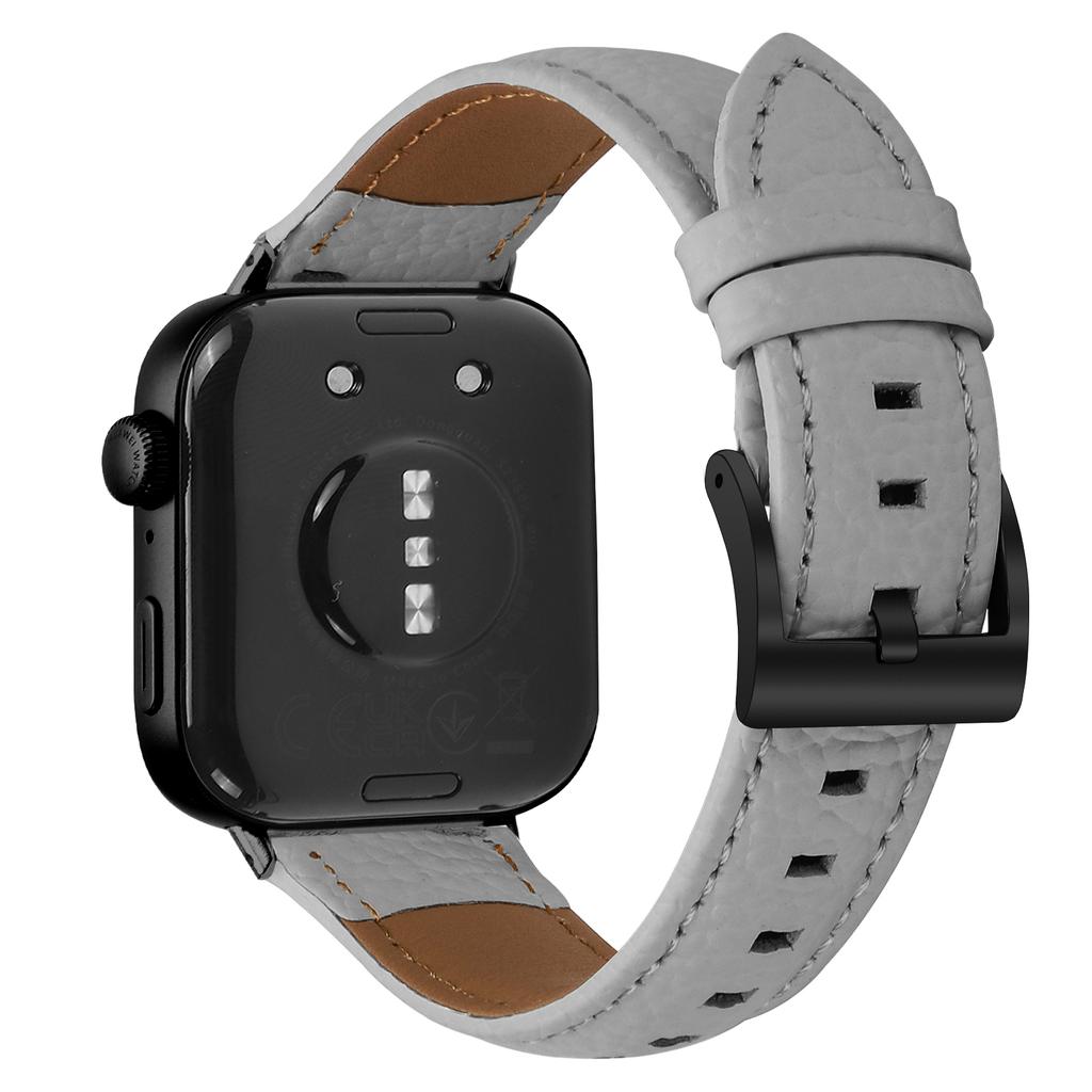 Litchi Textured Genuine Cow Leather Strap with Electroplated Buckle for Huawei Watch Fit 4 Pro/Fit 4/Fit 3 Pointed-End Watch Band