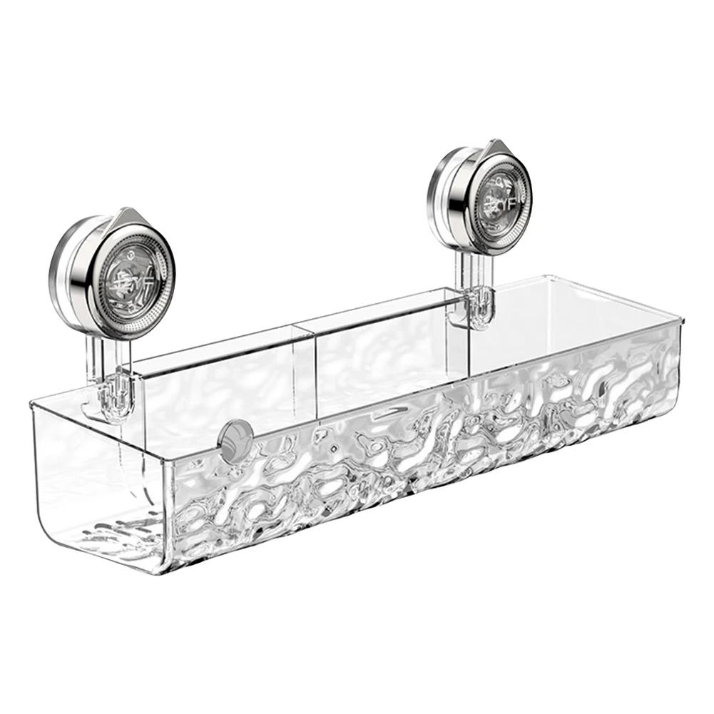 Shower Suction Cup Shelf Basket Light Glacier Pattern One Second Installation Bathroom Organizer Storage Rotating To Suck Remove