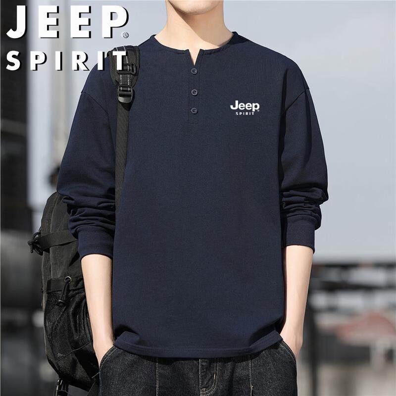 

JEEP SPIRIT Men s Heavy Cotton V-Neck Long Sleeve T-Shirt 2XL
