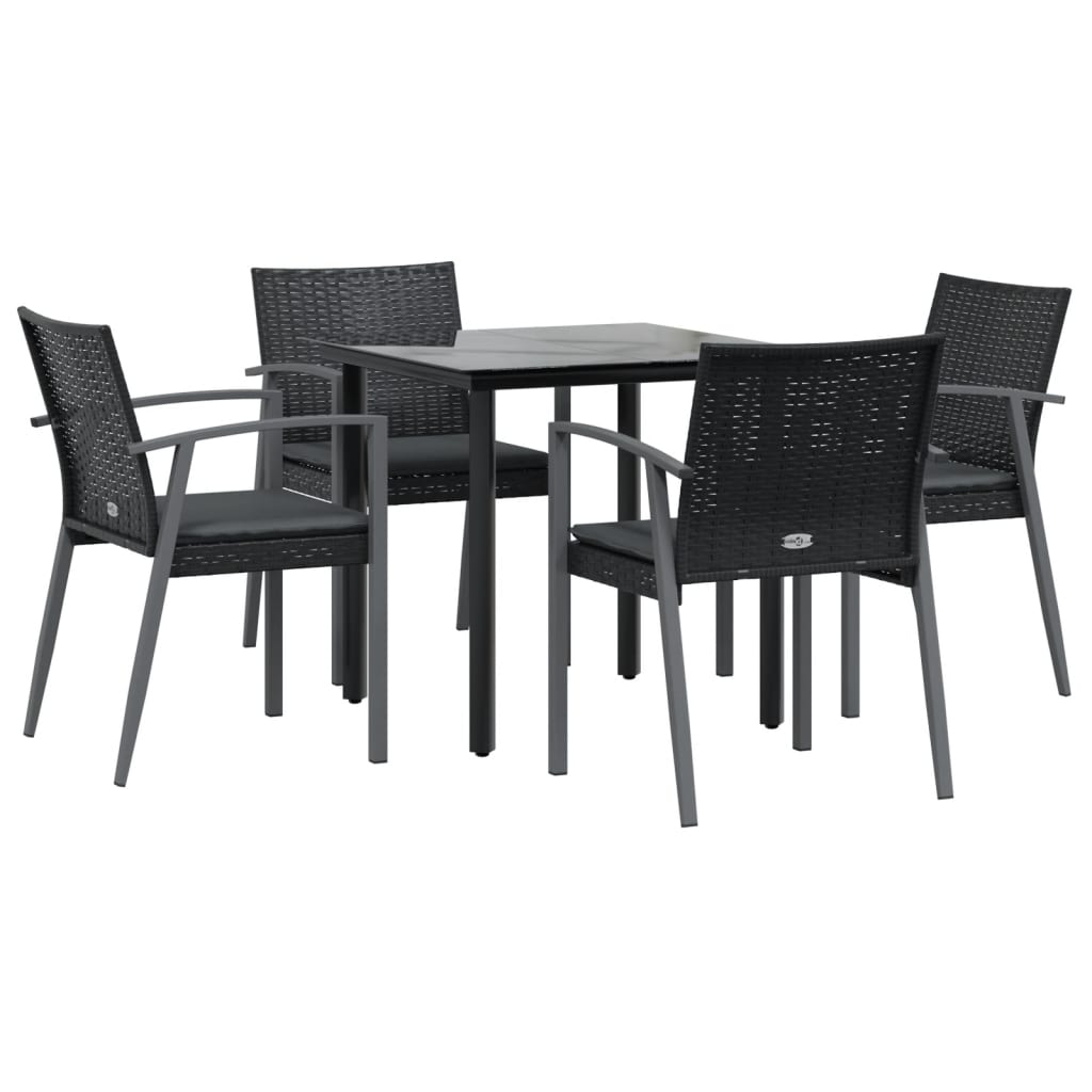 Vidaxl 5-Cz. Gartenmöbel-Set mit Kissen, Polyrattan und Stahl